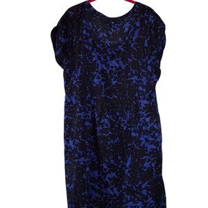 Gap Brand Black and Periwinkle Floral Baby Doll Dress, Size Large